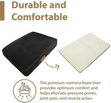 Ортопедичне собаче ліжко Ellie-Bo з піною з пам'яті, вологостійке, для клітки/бокса, чорне, XXL (122 см), 122x75x6 см