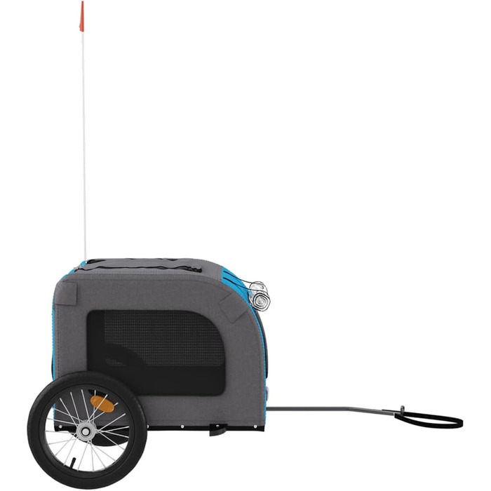 Фургон для собак Gecheer - причіп для велосипеда, переноска для собак, 45 кг, сірий оксфорд, блакитний