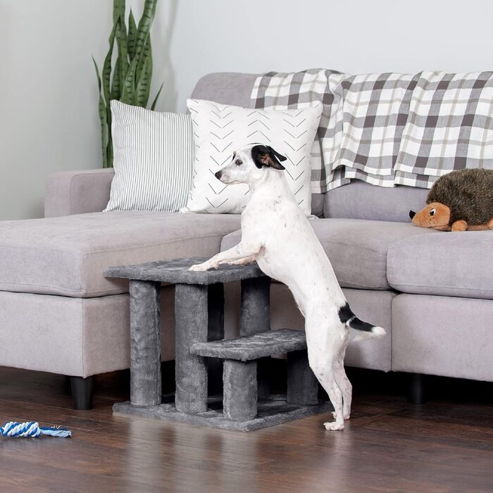 Сходи для домашніх тварин Furhaven Steady Paws, 3 сходинки, сірі, для високих ліжок і диванів
