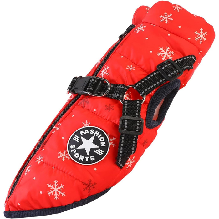 Водонепроникний собачий дощовик Extreme 2.0 з пов'язком, вітрозахисна зимова куртка для собак з відбивачами, дихаюча жилетка для маленьких та середніх собак (Сніжинка, 3XL)