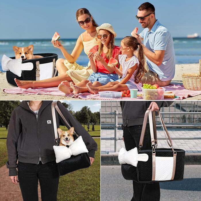 Автокрісло для собак - підставка для тварин у машину з ременем безпеки та м'яким сидінням, чорний (до 6,8 кг)