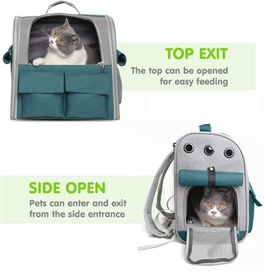Рюкзак для тварин PETCUTE: переноска для собак та котів, знімний килимок, безпечний ремінь, зелений