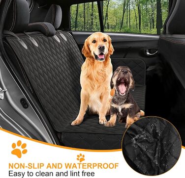 Захист для заднього сидіння авто для собак, водовідштовхувальний, з кріпленням для ременів безпеки, чорний