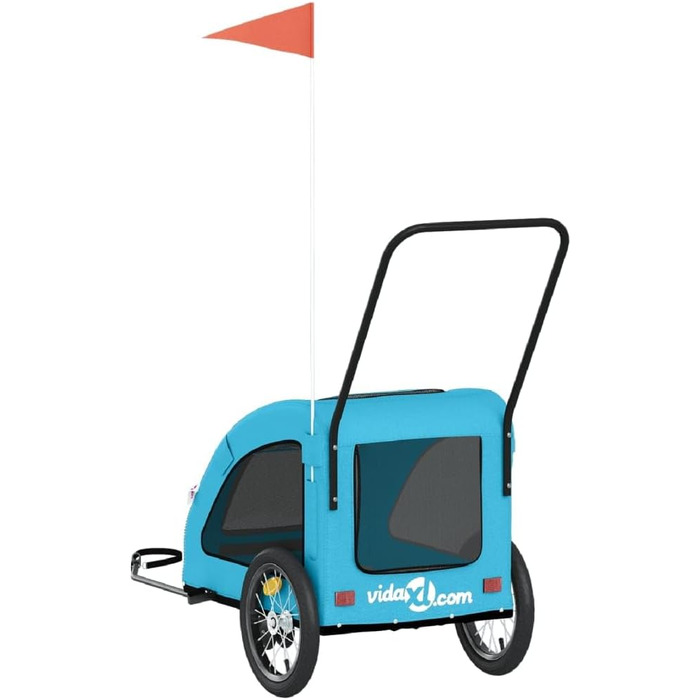 Причіп для собак vidaXL, блакитний, 45 кг, Oxford-Gewebe, з прапором та відбивачами