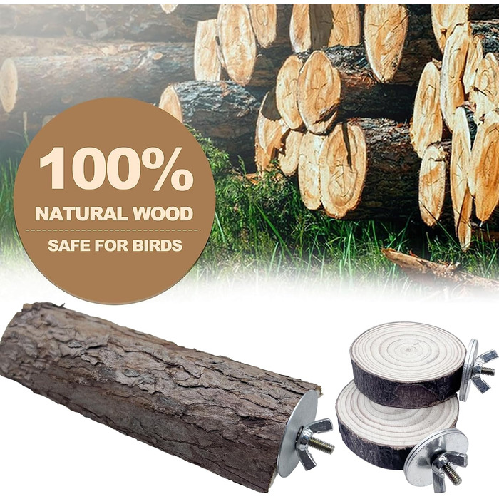 Набір з 9 дерев'яних перекладин Allazone для птахів, гойдалки для папуг, аксесуари для клітки (стиль 7)