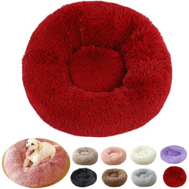 Ортопедична лежанка для собак, велика та середня, Anti-Stress, Puppy Love, кругла, миється (50 см, Бордовий)