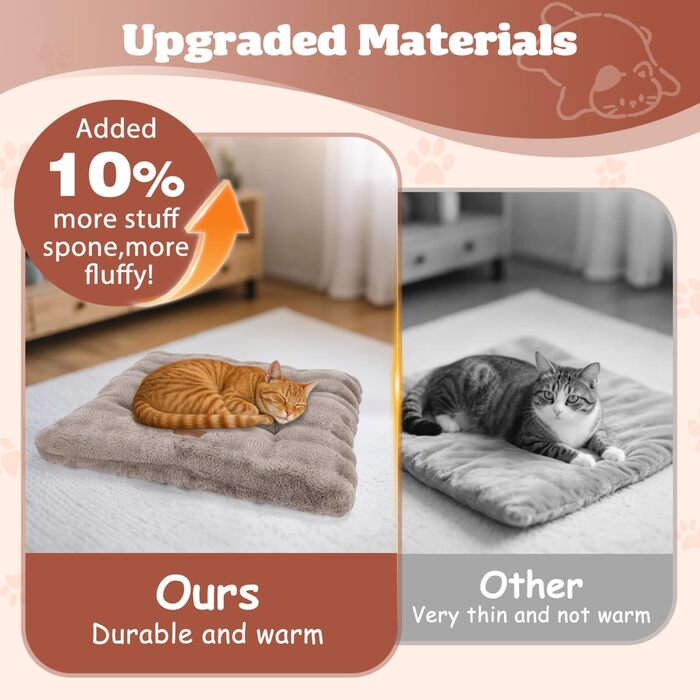 Ліжко для котів Nobleza, м'яке та пухнасте, 50 x 40 см, коричневе. Також підходить для маленьких собак. Легко миється, не слизьке.