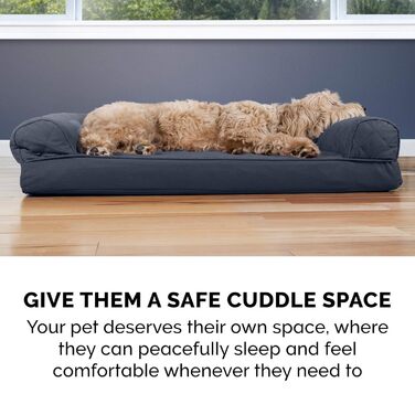 Гіркий собачий лежак Furhaven з охолоджуючим гелевим шаром, плюшевим покриттям та декором у стилі Південно-Західного Келіму, стиль дивану з знімним, пральним чохлом, фіолетово-сірий, розмір L. Охлаждаючий гель, ортопедичний пінополіуретан (91 x 69 x 17 см