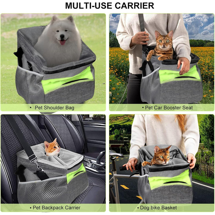 PETCUTE Велосипедна сумка для тварин: кошик для собак і котів, знятна та складна, з ременем безпеки, сірий колір