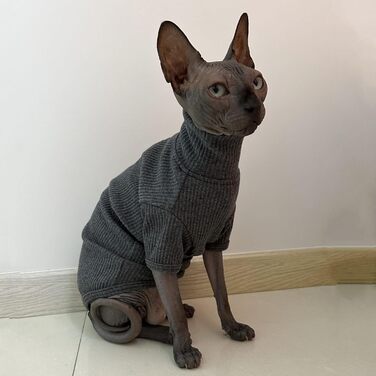 Светр для котів Sphynx, бавовняний, з рукавами, піжама-комбінезон для сфінксів, корніш-рекс, девон-рекс, петерболд, білий, розмір M