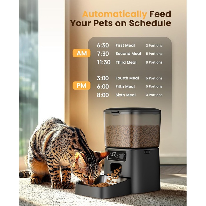 Автоматичний годівниця для котів та собак Oneisall 3.5L з таймером, нержавійна чаша 3L