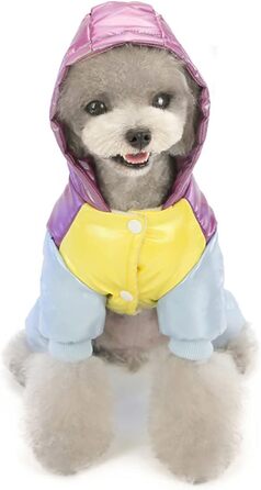 Тепла куртка для собак Izefia Winddichte, для холодної погоди, 4 ноги, теплий зимовий комбінезон для маленьких та середніх собак та котів, XL, фіолетовий