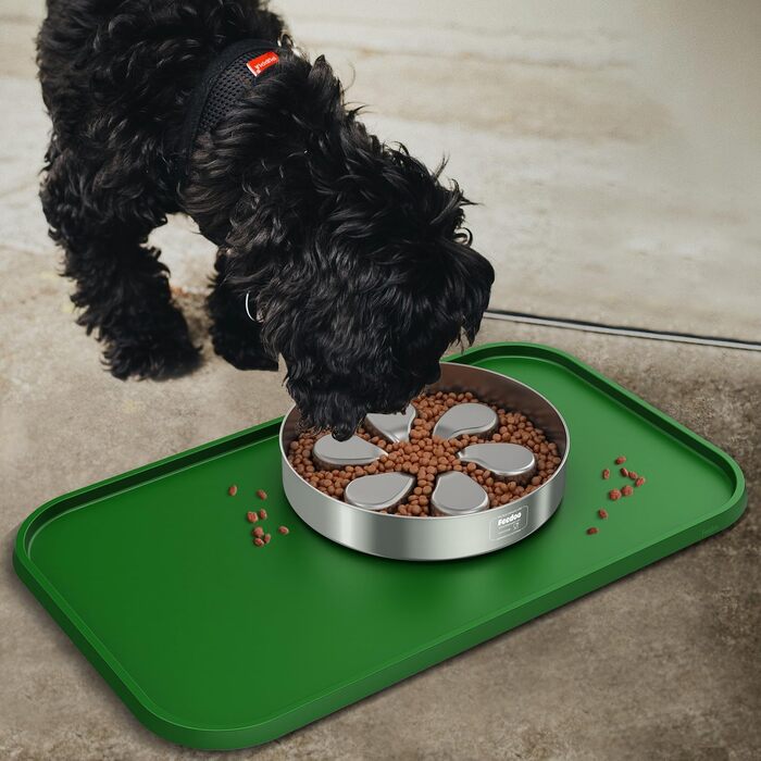 Підкладка під миску для котів та собак, силіконова, зелена, з високим бортиком