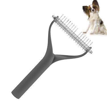 Інструмент для догляду за шерстю: двосторонній гребінець для підшерстка, щітка для цуценят та котів, гребінець з гострими зубцями для видалення ковтунів та відмерлого хутра (Чорний, L)