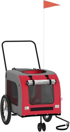 Причіп для велосипеда для собак, червоний та сірий, Oxford-тканина та метал, LH25839