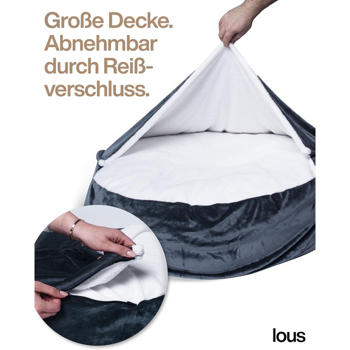 М'яке ліжко для собак Lous®, ліжко-печера, можна прати, для великих і маленьких собак та котів, ліжко для котів, знімний коврик (XXL (приблизно 112 см), Бежевий)