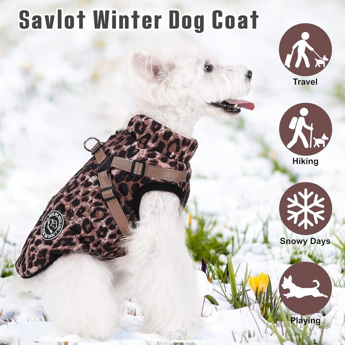 Теплий зимовий одяг для собак Avlot: куртка з флісу, водонепроникна, для холодної погоди (XXL, Коричневий)