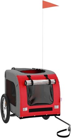 Причіп для велосипеда з собаками, червоний та сірий, Oxford-Gewebe та залізо, для собак та котів LH13839