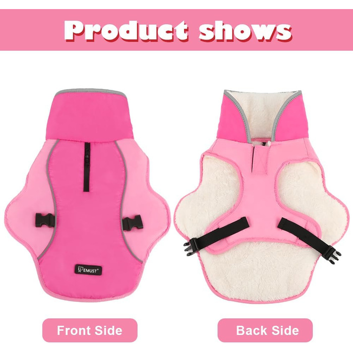 Зимова куртка для собак EMUST, тепла та вітронепроникна, для середніх собак, рожева, розмір M (L, нова)