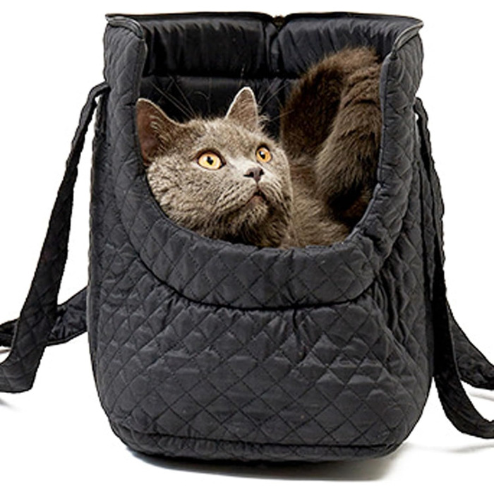 Сумка для собак та котів | Сумка-переноска для маленьких собак та кошенят з бавовни, чорного кольору