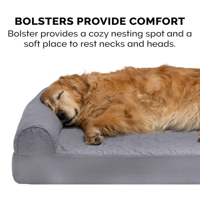 Крісло-лежанка для собак Furhaven Pinsonic, з охолоджуючим гелевим шаром, стегане, L-подібне, знімний, пральний чохол, Титан, Jumbo, XL, 102 x 81 x 20 см