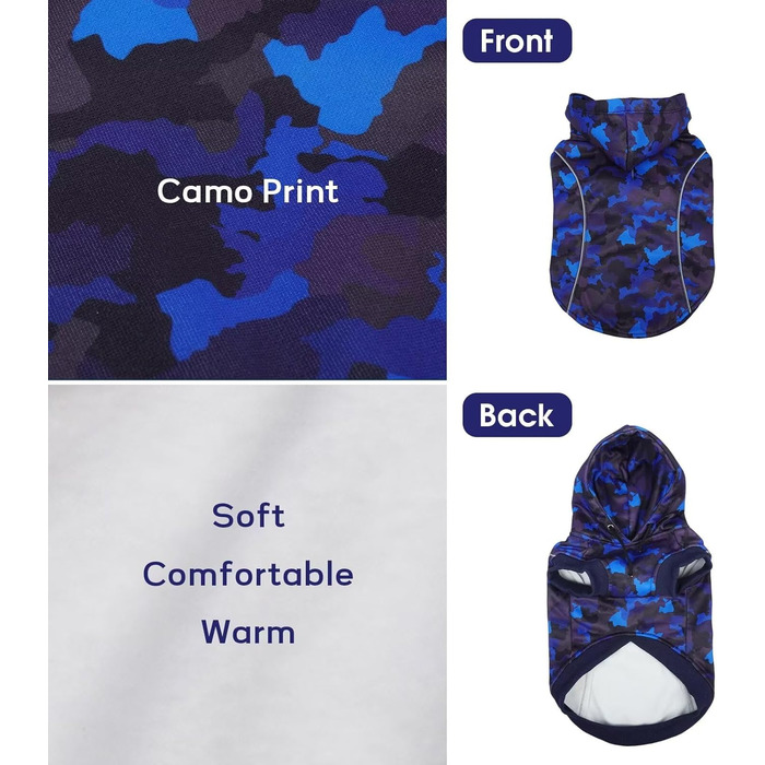 Теплий зимовий пуловер для собак IECOii з отвором для повідка та світловідбиваючими смугами (M-4XL, Синій)