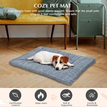 Килимок для собак IEUUMLER, м'який, з memory foam, 100x80 см (Full Grey, XL)