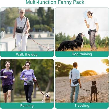 Сумка для корму для собак ORIA, переносна сумка для тренувань, з магнітним закриттям, регульований ремінь та диспенсер для відходів, преміум-якість - сіра