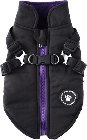 Зимовий теплий одяг для собак, бавовняний костюм (чорний, S) - водонепроникний, вітронепроникний, двосторонній