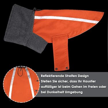 Зимовий теплий одяг для собак SlowTon: куртка з поларфлісу з коміром-шарфом, світловідбивачі, регульована, водонепроникна, вітронепроникна, для цуценят, м'яка, червона (M)