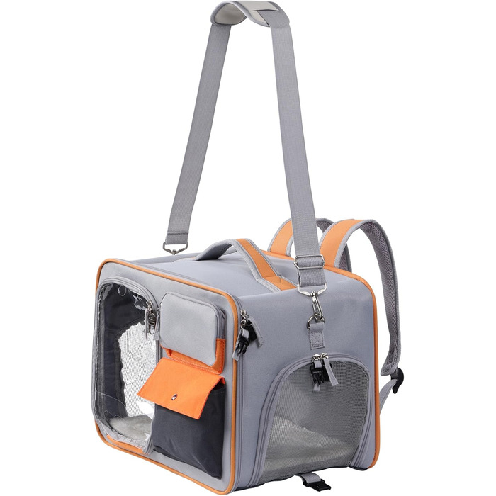 Транспортна переноска для котів Navaris - безпечна та зручна переноска для кота з вікном та 3-стороннім відкриванням, з плечовим ременем та надійними застібками