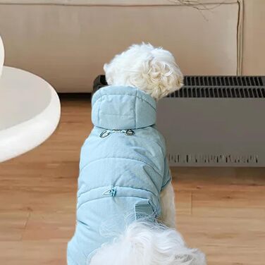 Зимова куртка для собак, тепла флісова куртка для маленьких собак, блакитна, 2XL