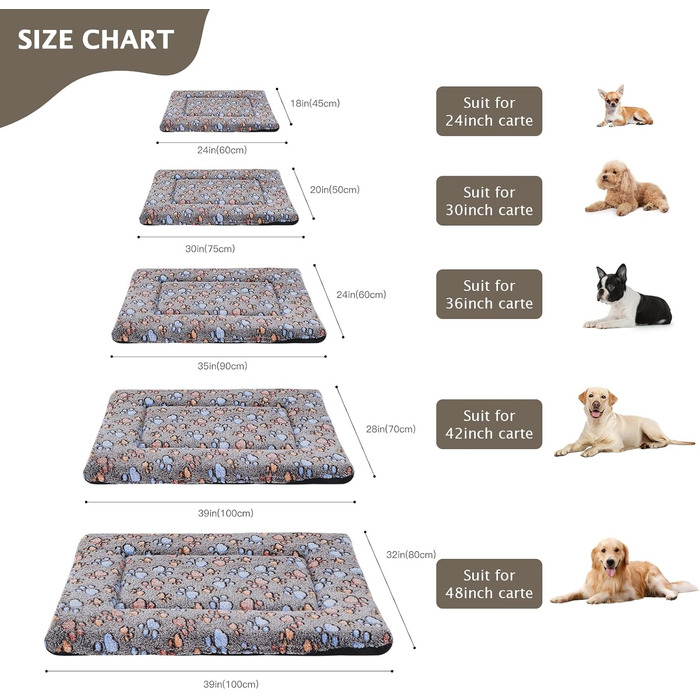 Ортопедичне ліжко для собак BVAGSS, миється, плюшеве, тепле, для собак маленьких, середніх та великих порід, XH083 (100x80 см, Колір: Кофе з лапками)