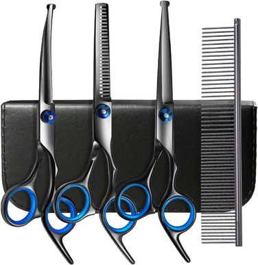 Набір професійних ножиць для собак та котів, нержавіюча сталь, безпечні кінчики, ножиці для фінальної обробки, гребінець для грумінгу