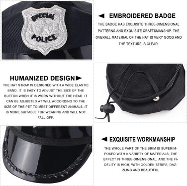 Костюм поліцейського для домашніх тварин Yewong: комплект аксесуарів для собак та котів (м'язка шапка, значок, сонцезахисні окуляри)