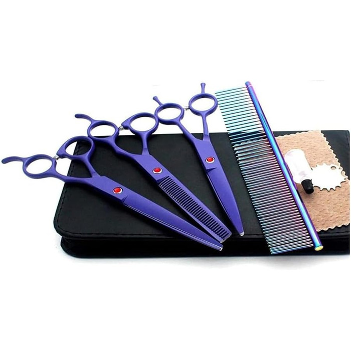 Професійна ножиця для собак, вигнута ножиця, ножиці для догляду за шерстю собак, набір BeautyScissors, підходить для стрижки шерсті тварин (фіолетовий)