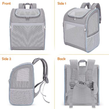 Рюкзак-переноска для собак та котів ALLSOPETS, сірий, з безпечним ременем та світловідбиваючими смугами