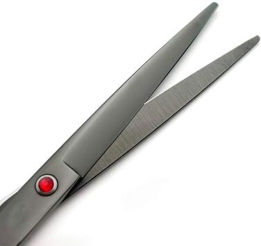 Професійний набір для грумінгу 7 дюймів: ножиці прямі та вигнуті, ножиці для фінальної обробки, гребінець та аксесуари, нержавіюча сталь, ергономічний дизайн, для догляду за тваринами вдома та в салоні, чорний