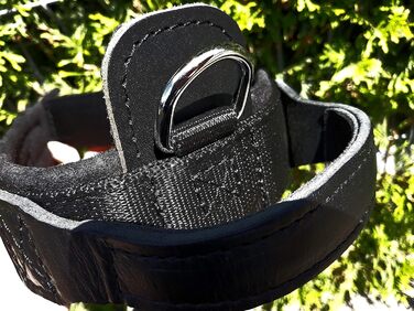 Нашийник для собаки Dingo Gear Drago, амортизуючий, з ручкою, ручна робота, чорний, 48-56 см