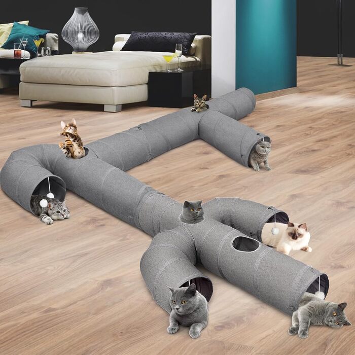 Ігровий тунель для котів Ownpets, великий, у формі кактуса, з міцної оксфордської тканини, складаний, з декількома виходами, підвісною кулькою та ігровою стінкою, діаметр 30 см