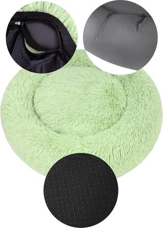 Кругле собаче ліжко Normani для великих та маленьких собак - ергономічна подушка-бублик. Собача лежанка з високим бортиком (М'ята, 100x100x28 см)