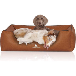 Ліжко для собак Knuffelwuff Henderson XXL з штучної шкіри (120 x 85 см) Rusty - знімний чохол, легко мити, для великих, середніх та маленьких собак
