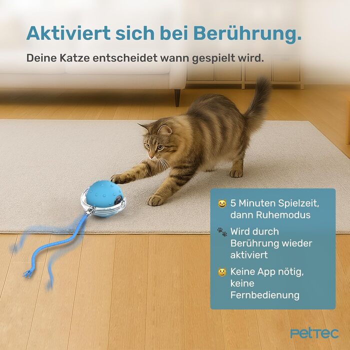Автоматична іграшка для котів PetTec® з лазерним вказівником та м'ячиком - інтерактивна іграшка для котів 24/7, електрична