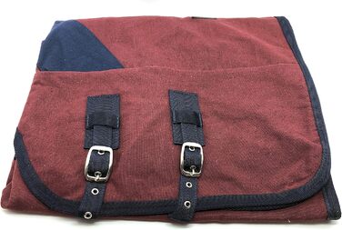 Літня повісь для коня Maddy 2, бавовняна легка та дихаюча стібленка для весни та літа з ременями та захистом хвоста (Бордовий/Синій, 128 см)