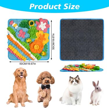 Килимок-нюхалка для собак, килимок для пошуку корму, інтерактивна іграшка для собак, килимок-нюхалка для цуценят, 50x50 см, блакитний