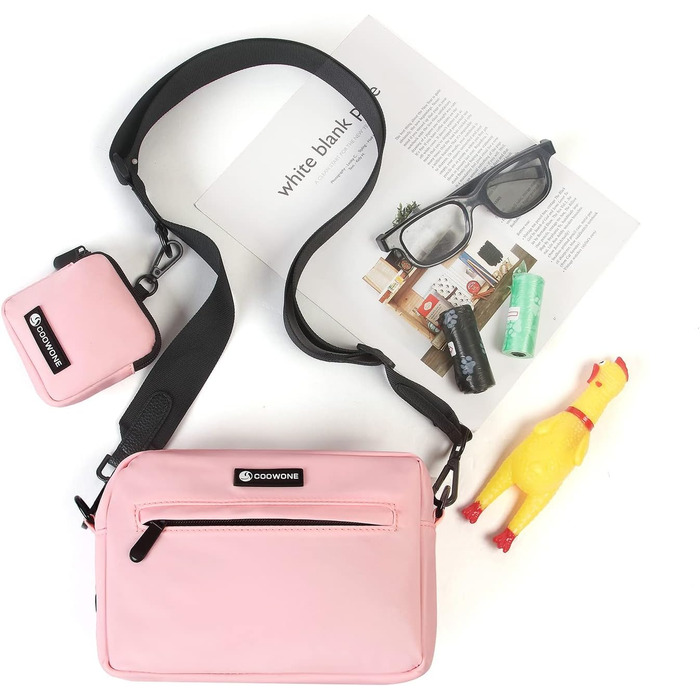Сумка для ласощів для собак COOWONE: водонепроникна сумка для прогулянок з диспенсером для собачих екскрементів (Рожева)