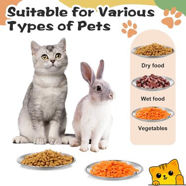 Набір мисок для котів Gjinxi (4 шт.), 14 см, нержавіюча сталь, для корму та води