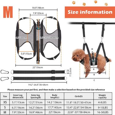 Гамак для собак Ownpets з 4 гачками для миття, грумінгу та стрижки нігтів
