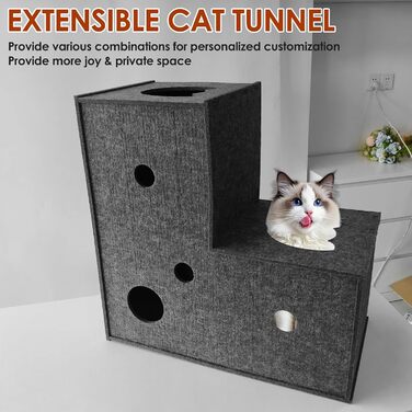 Туннель для котів Homegroove L-подібний, великий, з фільцу, інтерактивний, DIY, сірий