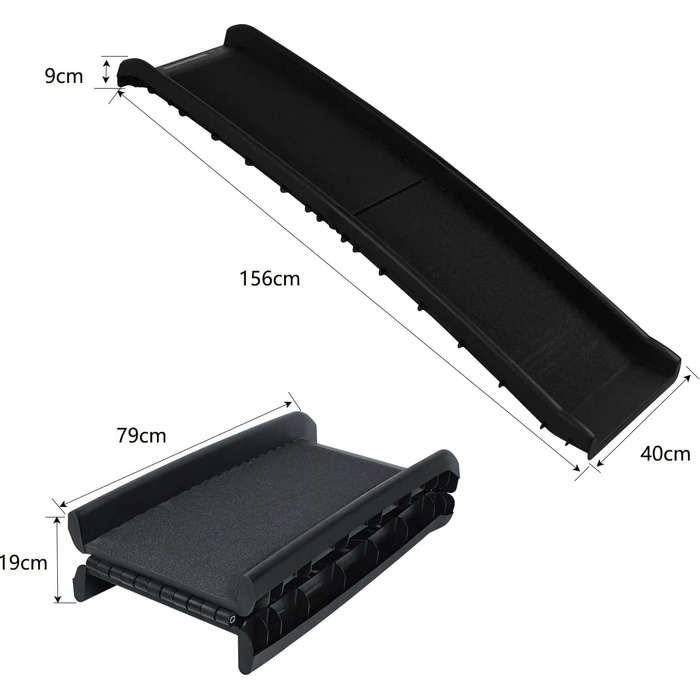 Східці для собак LILIIN - портативна рамка для собак з антиковзким покриттям, до 90 кг, 156x40 см, чорний